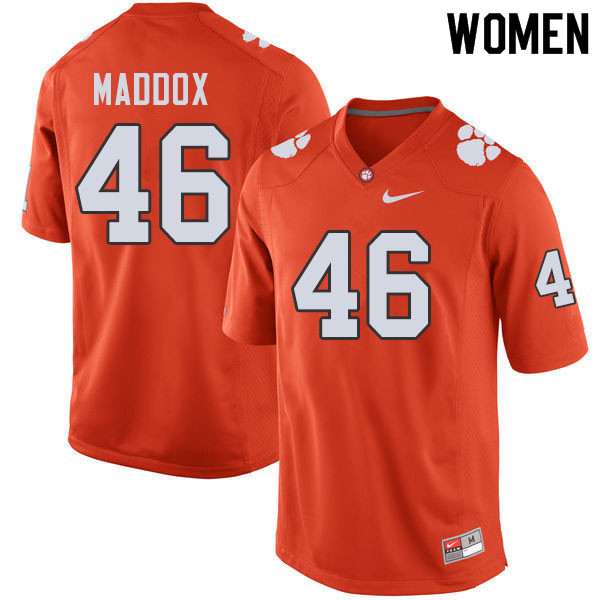 Women #46 Jack Maddox Clemson Tigers College Football Jerseys Sale-Orange